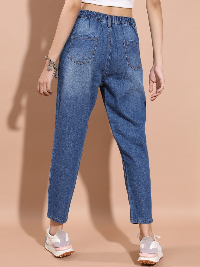 Tokyo Talkies Women Blue Relaxed Fit Highly Distressed Jeans - Blue - Image 3