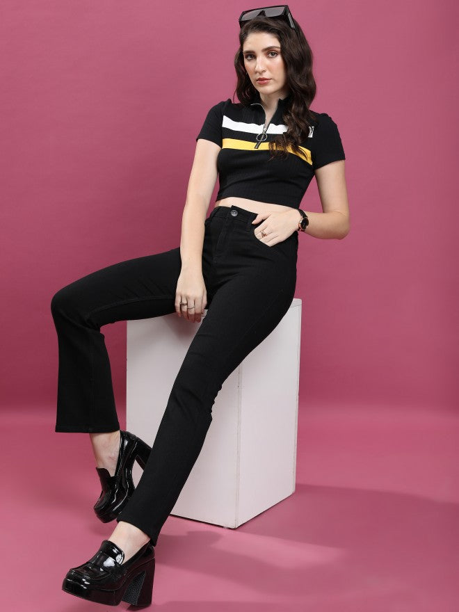 Tokyo Talkies Women Black Straight Fit Jeans - Black - Image 2