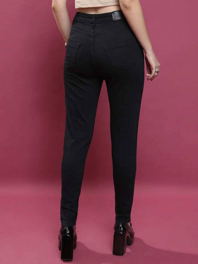 Tokyo Talkies Women Black Skinny Fit Stretchable Jeans - Black - Image 3