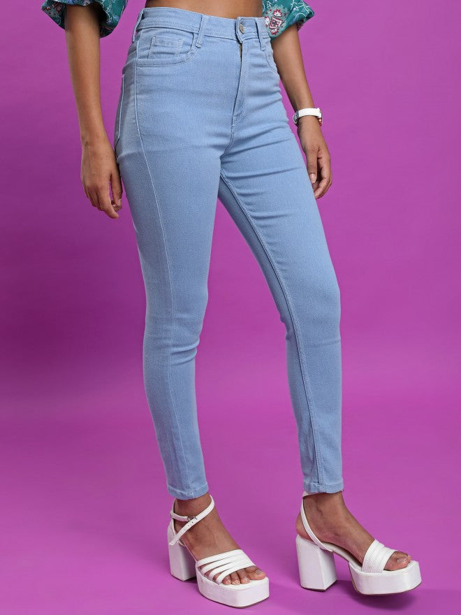 Tokyo Talkies Women Blue Skinny Fit Stretchable Jeans - Blue - Image 6