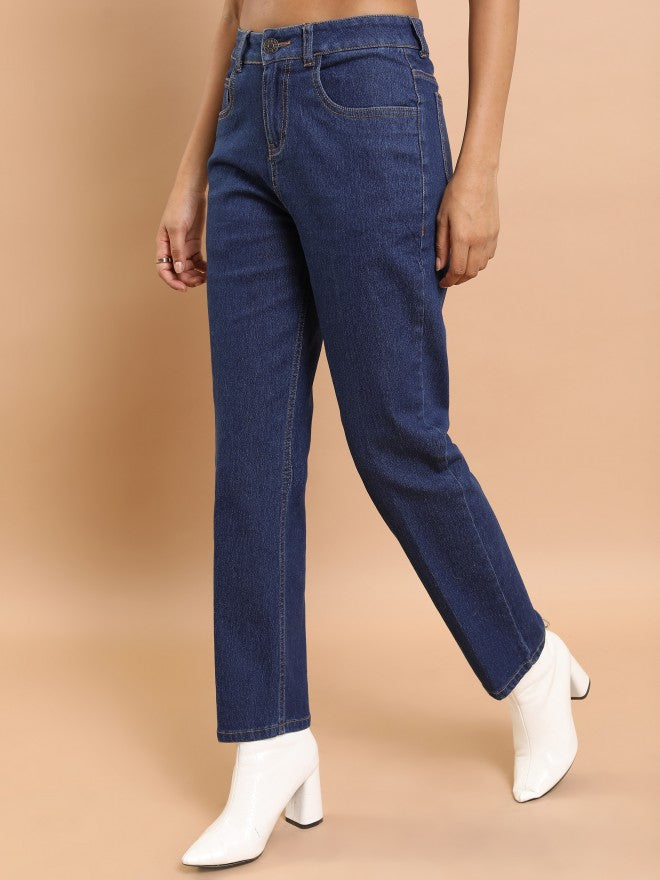 Tokyo Talkies Women Blue Boyfriend Fit Stretchable Jeans - Blue - Image 4