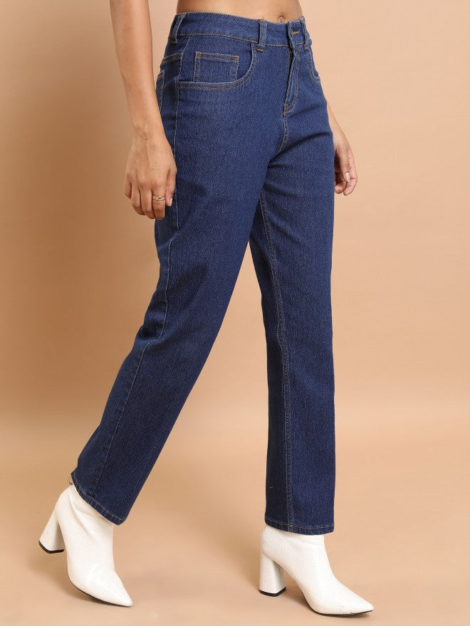 Tokyo Talkies Women Blue Boyfriend Fit Stretchable Jeans - Blue - Image 6