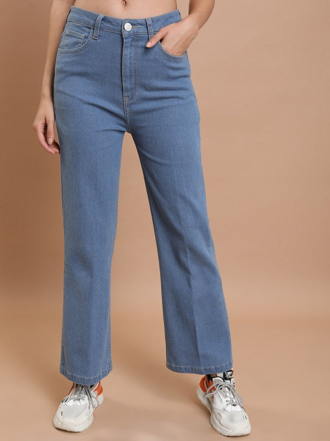 Tokyo Talkies Women Blue Flared Stretchable Jeans - Blue - Image 1