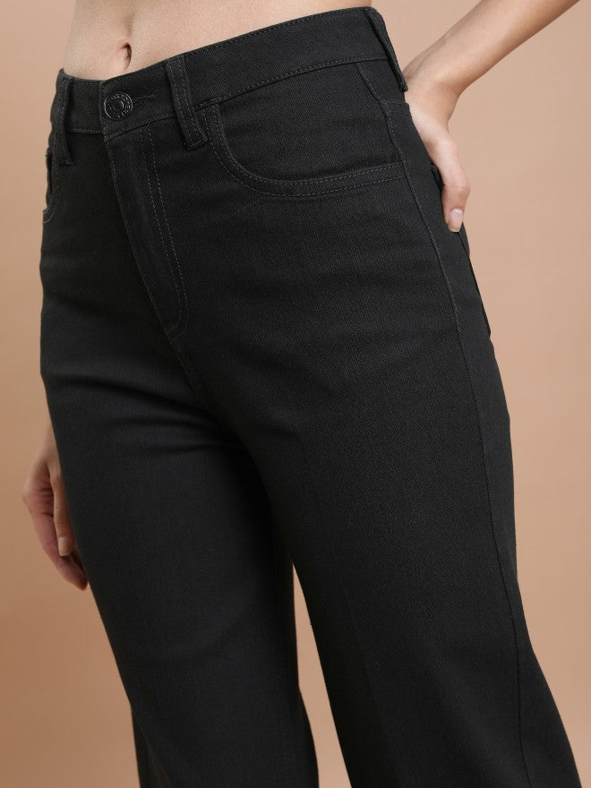 Tokyo Talkies Women Black Straight Fit Stretchable Jeans - Black - Image 5