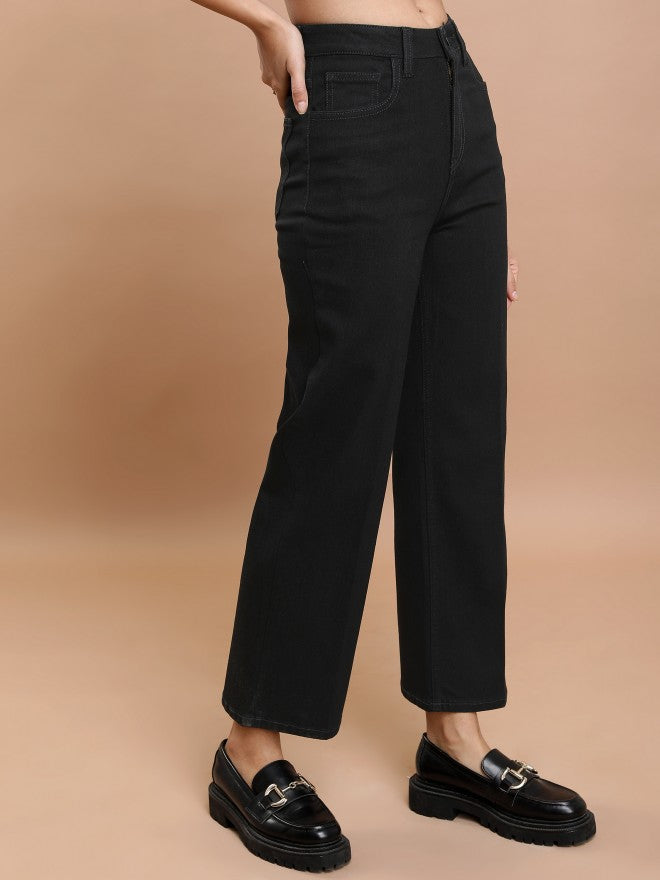 Tokyo Talkies Women Black Straight Fit Stretchable Jeans - Black - Image 6