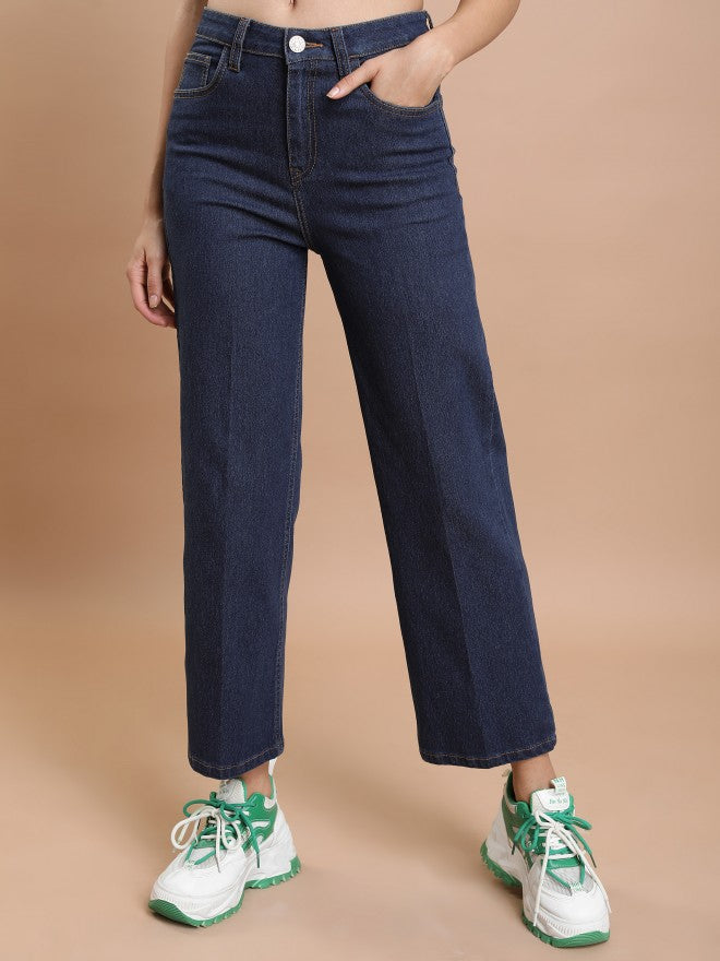 Tokyo Talkies Women Indigo Straight Fit Stretchable Jeans - Blue - Image 1