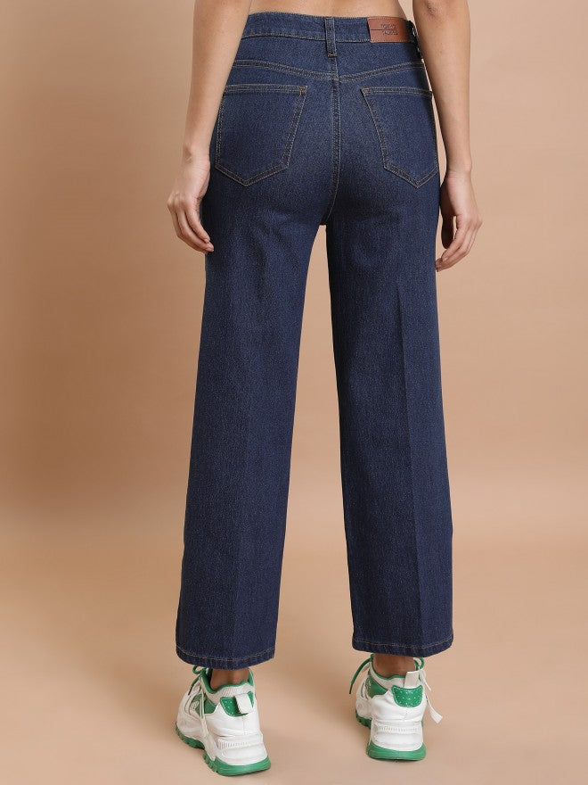 Tokyo Talkies Women Indigo Straight Fit Stretchable Jeans - Blue - Image 3