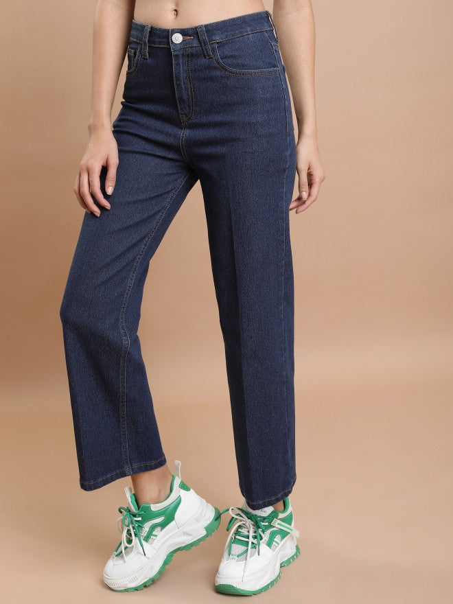 Tokyo Talkies Women Indigo Straight Fit Stretchable Jeans - Blue - Image 4