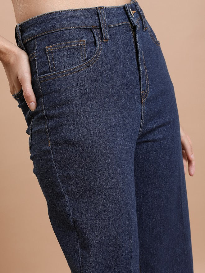 Tokyo Talkies Women Indigo Straight Fit Stretchable Jeans - Blue - Image 5