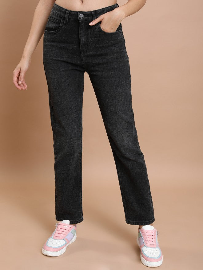 Tokyo Talkies Women Grey Straight Fit Stretchable Jeans - Grey - Image 1