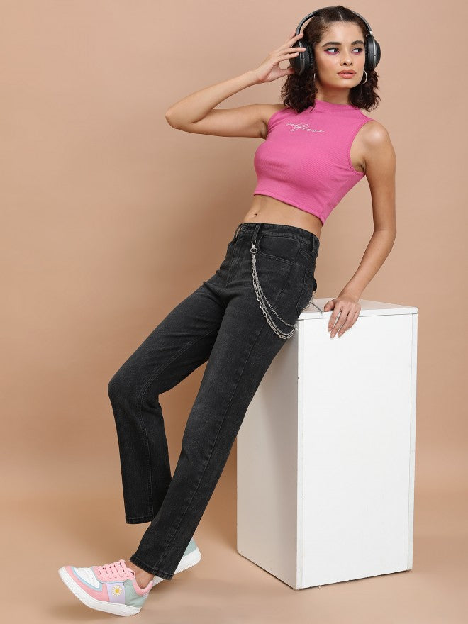 Tokyo Talkies Women Grey Straight Fit Stretchable Jeans - Grey - Image 2