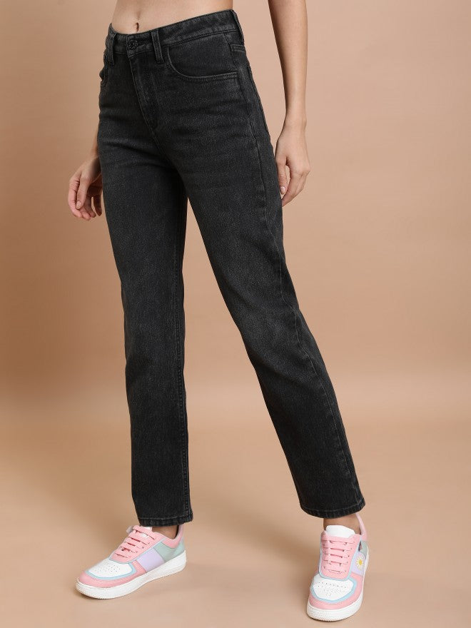 Tokyo Talkies Women Grey Straight Fit Stretchable Jeans - Grey - Image 4
