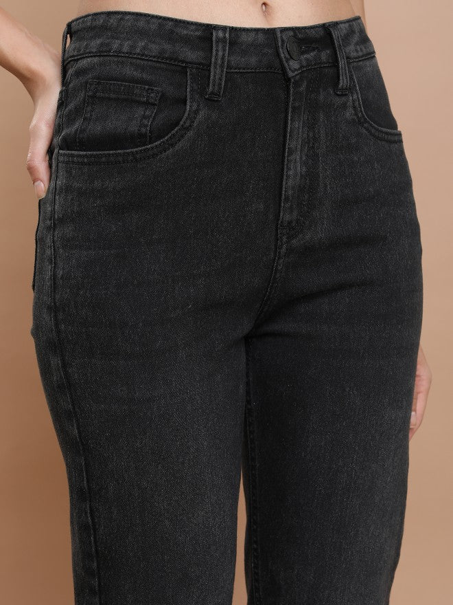 Tokyo Talkies Women Grey Straight Fit Stretchable Jeans - Grey - Image 5