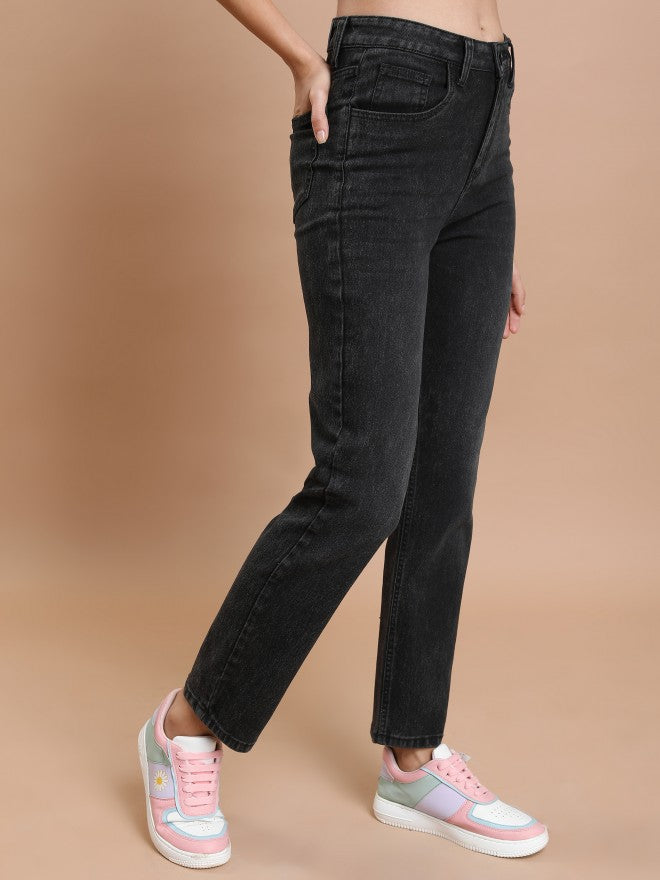 Tokyo Talkies Women Grey Straight Fit Stretchable Jeans - Grey - Image 6
