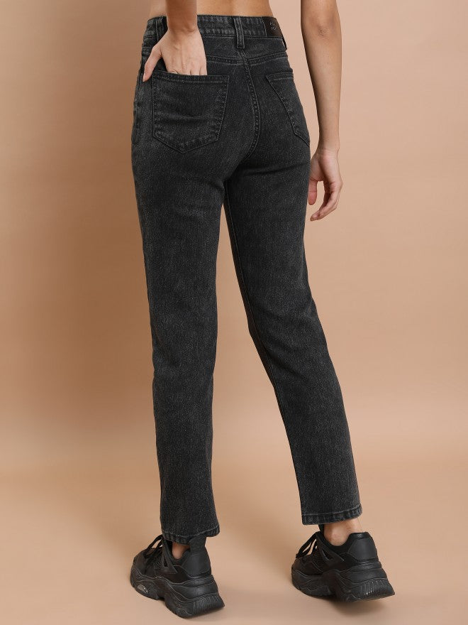 Tokyo Talkies Women Grey Straight Fit Stretchable Jeans - Grey - Image 3
