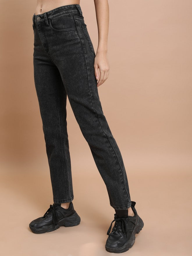 Tokyo Talkies Women Grey Straight Fit Stretchable Jeans - Grey - Image 4