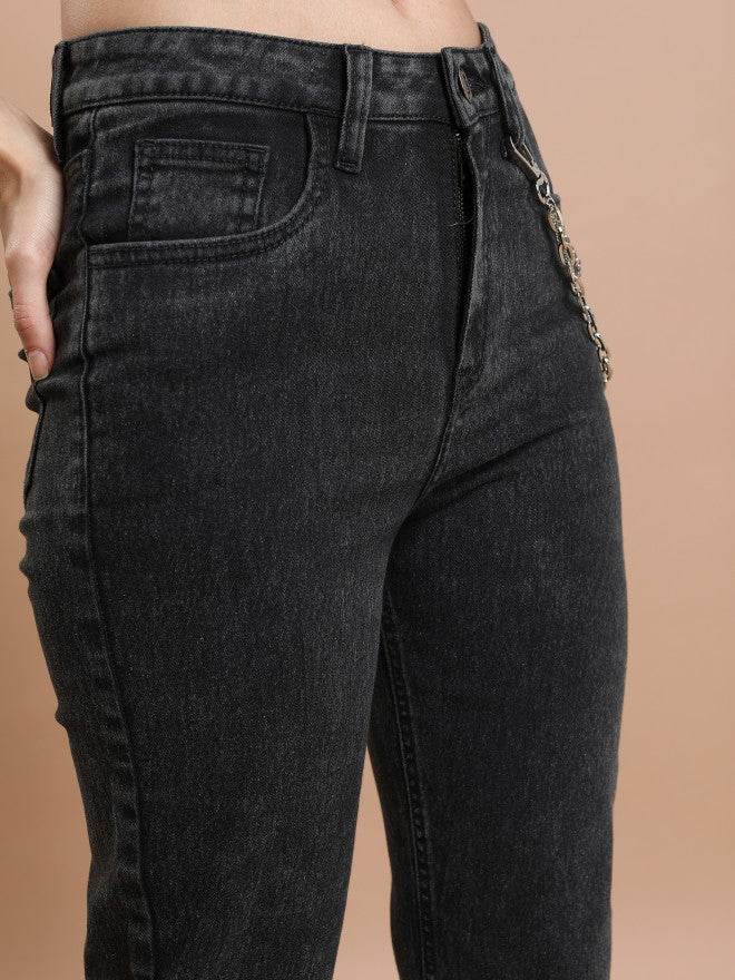 Tokyo Talkies Women Grey Straight Fit Stretchable Jeans - Grey - Image 5