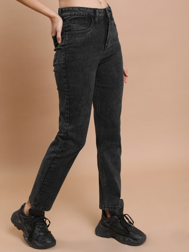 Tokyo Talkies Women Grey Straight Fit Stretchable Jeans - Grey - Image 6