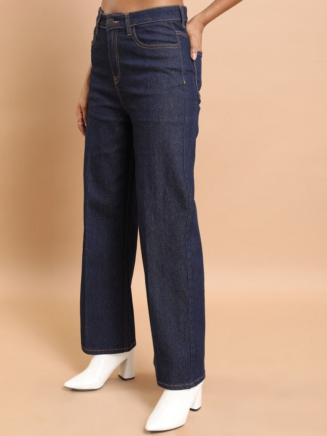 Tokyo Talkies Women Blue Flared Stretchable Jeans - Blue - Image 4