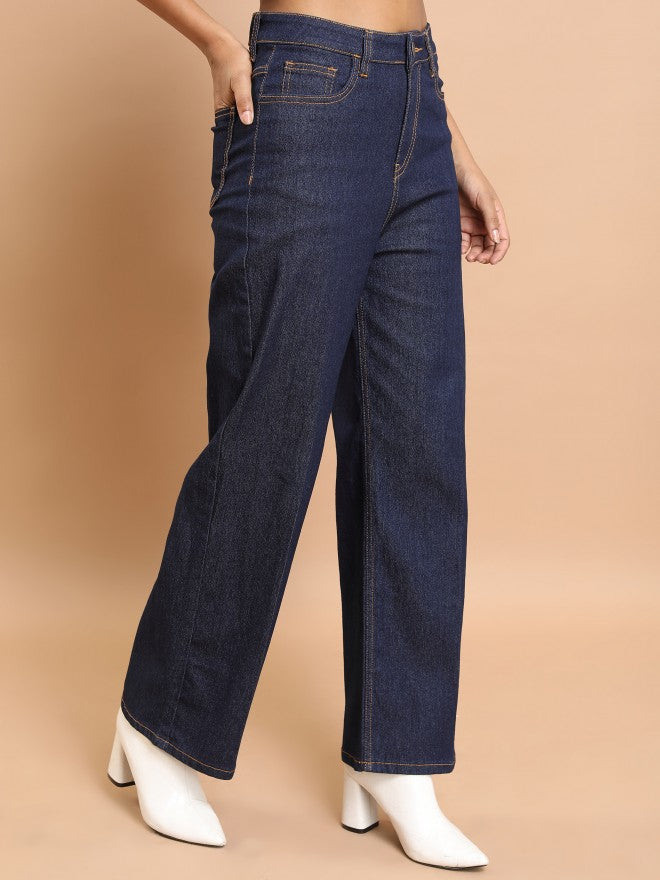 Tokyo Talkies Women Blue Flared Stretchable Jeans - Blue - Image 6