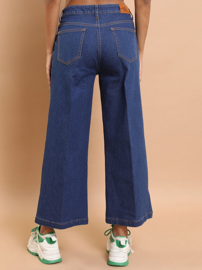 Tokyo Talkies Women Blue Wide Leg Stretchable Jeans - Blue - Image 3