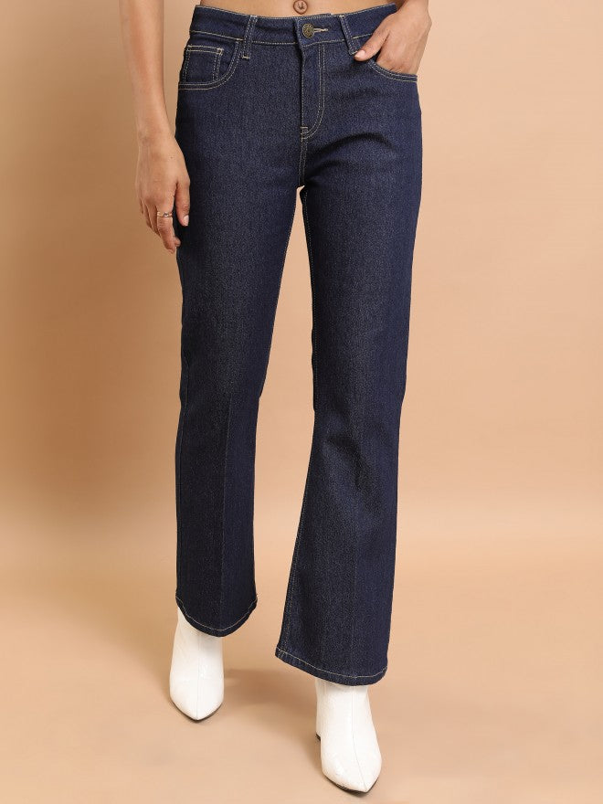 Tokyo Talkies Women Blue Bootcut Stretchable Jeans - Blue - Image 1