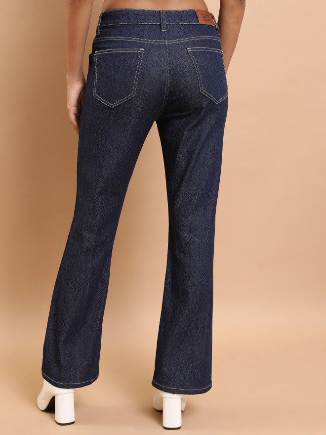 Tokyo Talkies Women Blue Bootcut Stretchable Jeans - Blue - Image 3