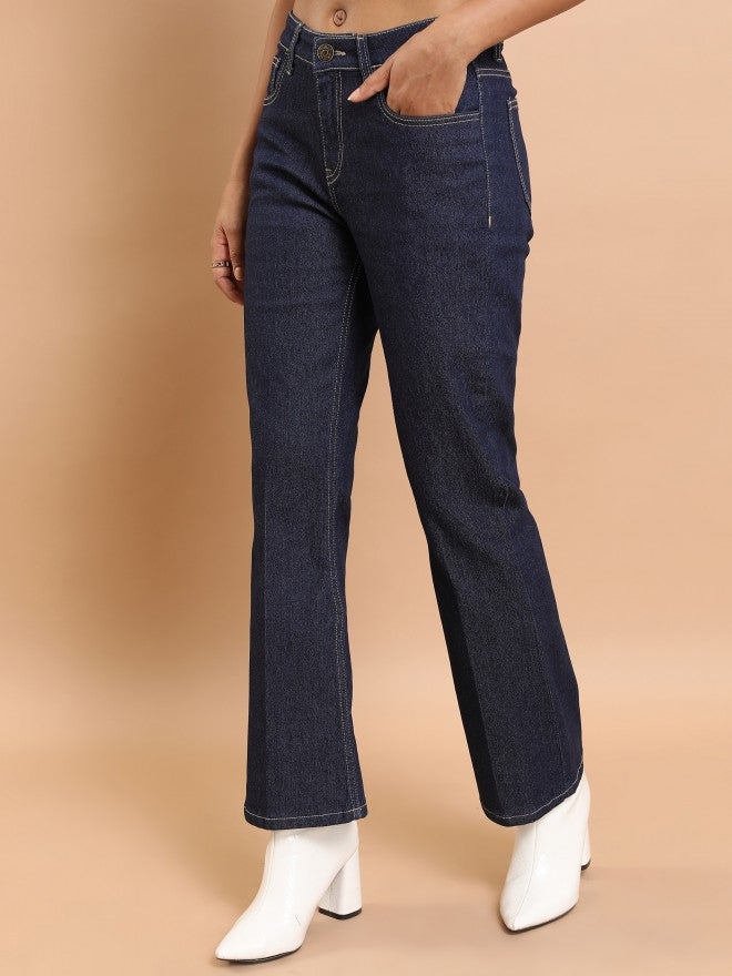 Tokyo Talkies Women Blue Bootcut Stretchable Jeans - Blue - Image 4