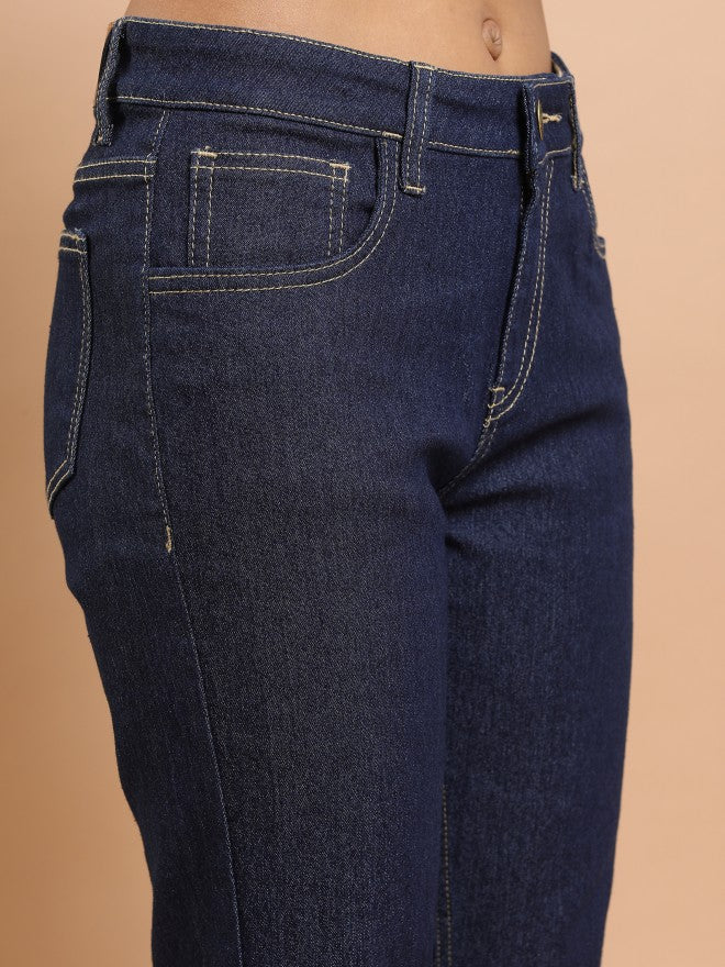 Tokyo Talkies Women Blue Bootcut Stretchable Jeans - Blue - Image 5