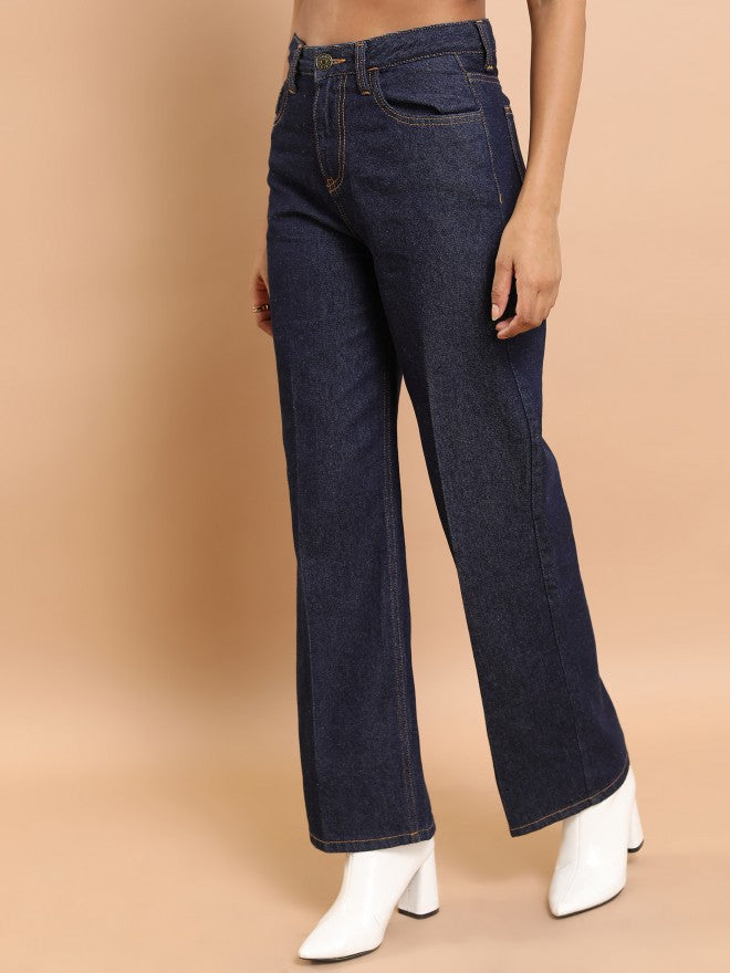 Tokyo Talkies Women Blue Flared Jeans - Blue - Image 4