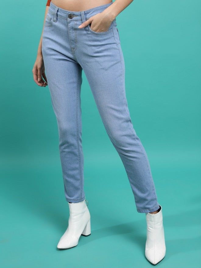 Tokyo Talkies Women Blue Skinny Fit Stretchable Jeans - Blue - Image 4