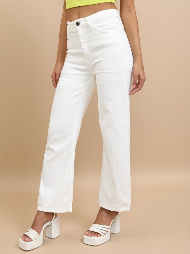 Tokyo Talkies Women White Flared Stretchable Jeans - White - Image 4