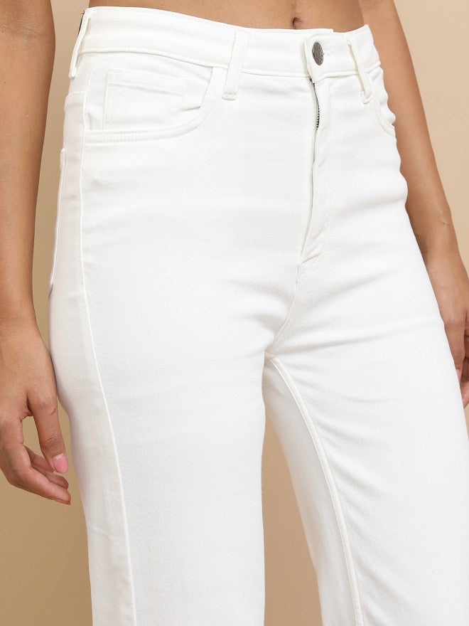 Tokyo Talkies Women White Flared Stretchable Jeans - White - Image 5