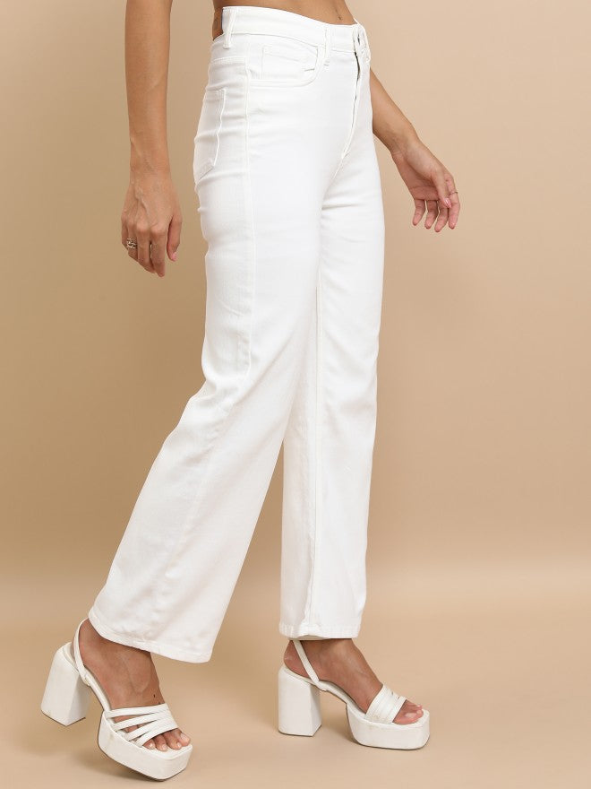 Tokyo Talkies Women White Flared Stretchable Jeans - White - Image 6