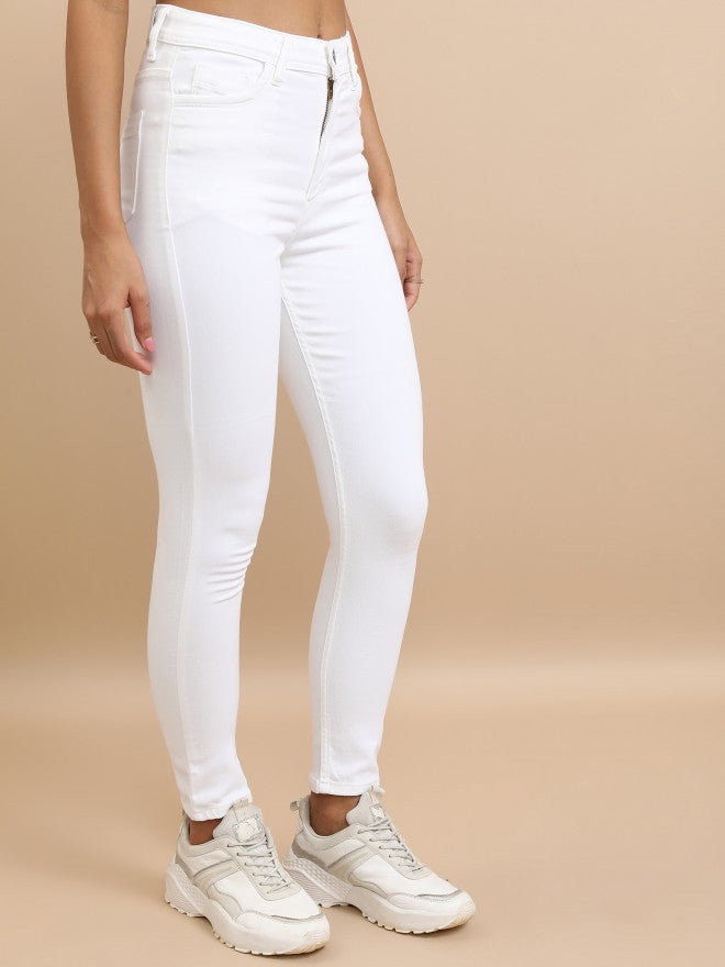 Tokyo Talkies Women White Skinny Fit Stretchable Jeans - White - Image 4