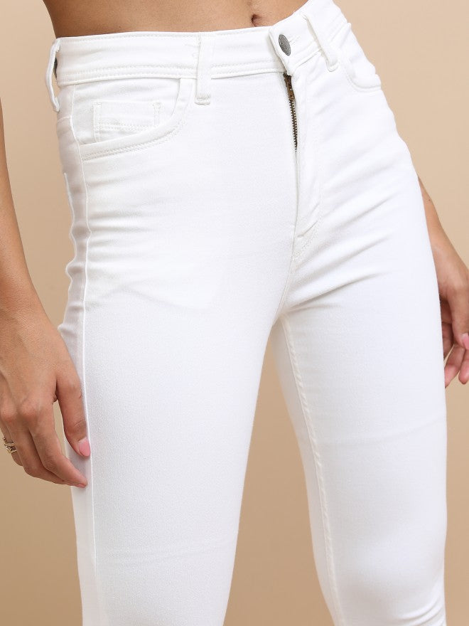 Tokyo Talkies Women White Skinny Fit Stretchable Jeans - White - Image 5
