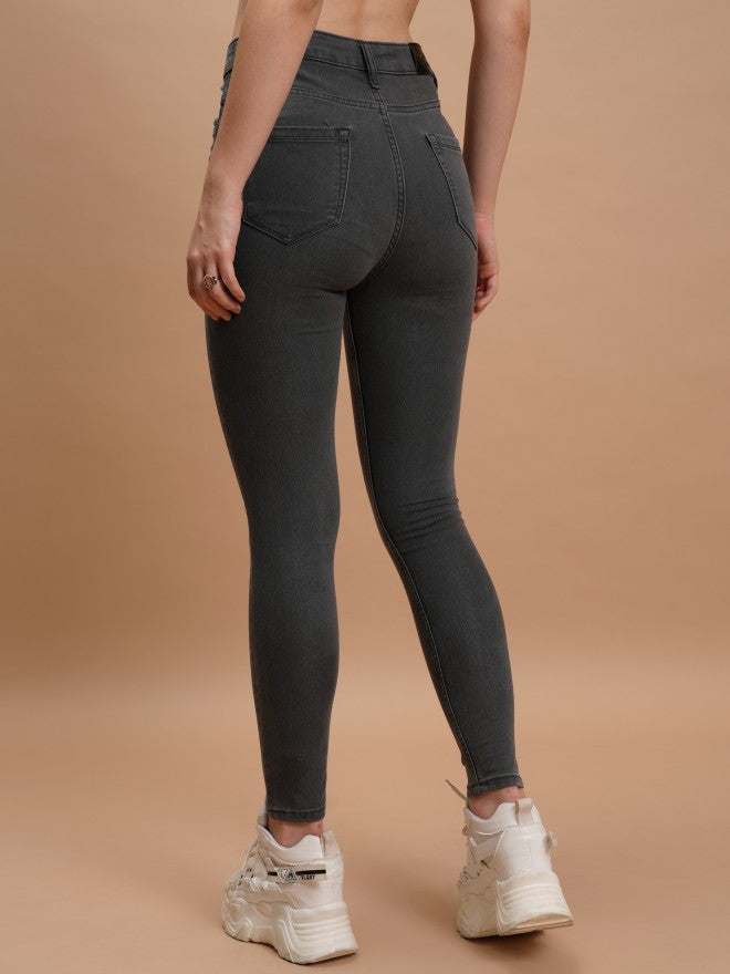 Tokyo Talkies Women Grey Skinny Fit Stretchable Jeans - Grey - Image 3