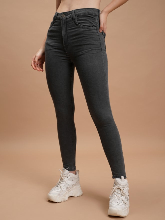 Tokyo Talkies Women Grey Skinny Fit Stretchable Jeans - Grey - Image 4