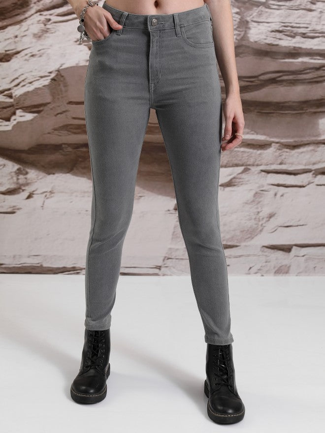 Tokyo Talkies Women Grey Skinny Fit Stretchable Jeans - Grey - Image 1