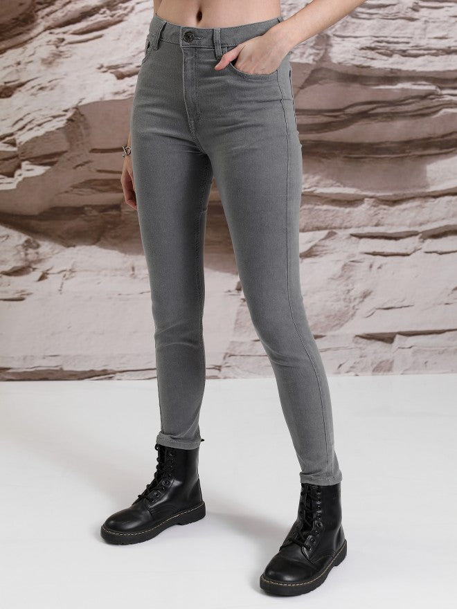 Tokyo Talkies Women Grey Skinny Fit Stretchable Jeans - Grey - Image 4