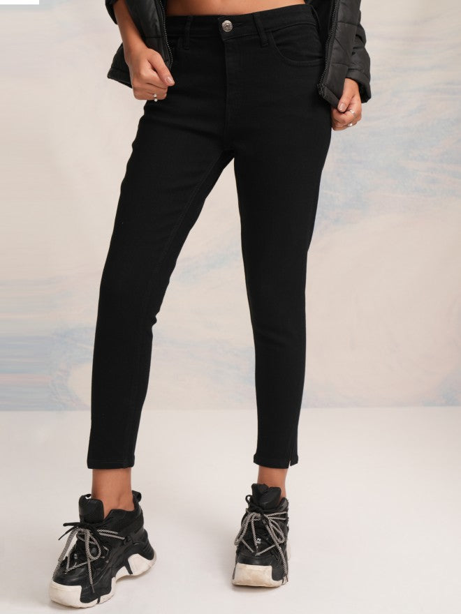 Tokyo Talkies Women Black Slim Fit Stretchable Jeans - Black - Image 1