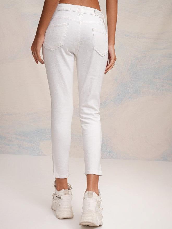 Tokyo Talkies Women White Slim Fit Stretchable Jeans - White - Image 3