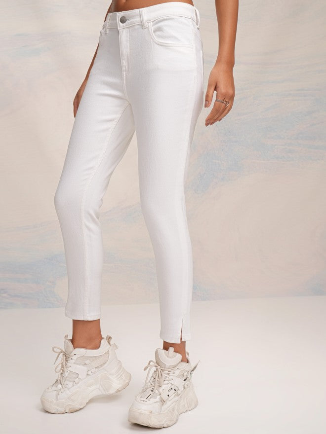 Tokyo Talkies Women White Slim Fit Stretchable Jeans - White - Image 4