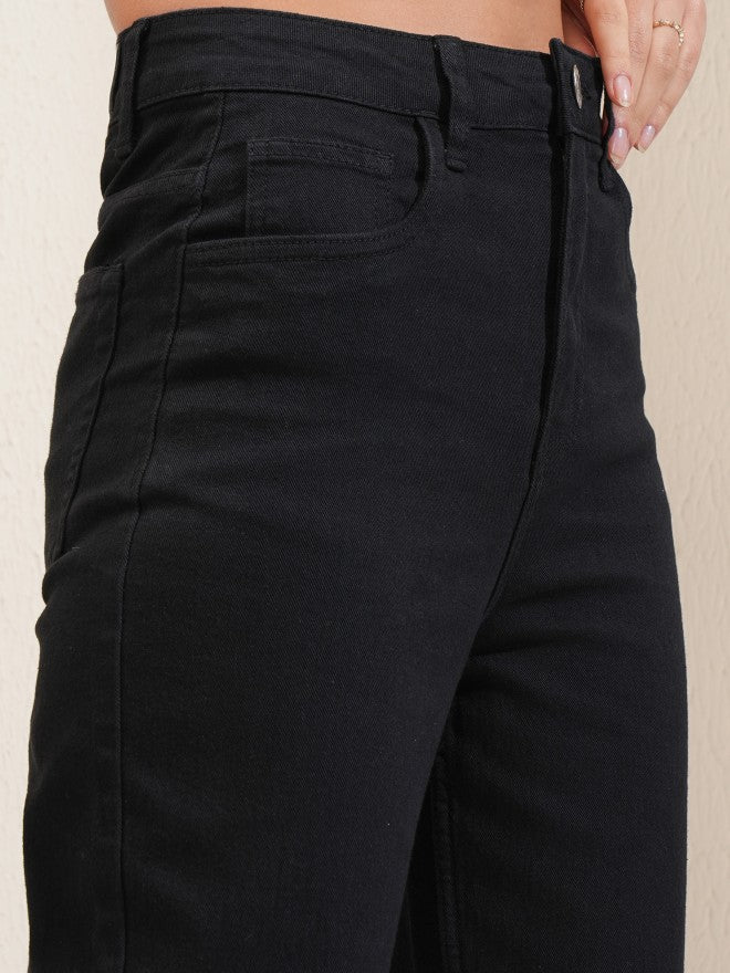 Tokyo Talkies Women Black Straight Fit Stretchable Jeans - Black - Image 5