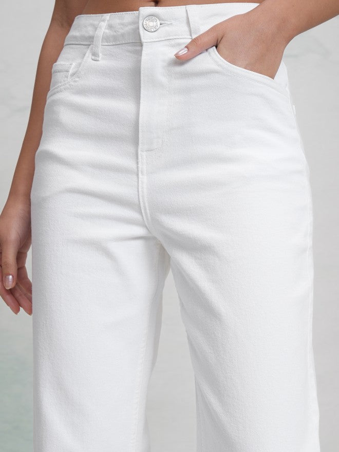 Tokyo Talkies Women White Straight Fit Stretchable Jeans - White - Image 5