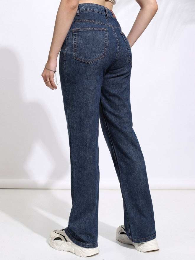 Tokyo Talkies Women Blue Straight Fit Stretchable Jeans - Blue - Image 3