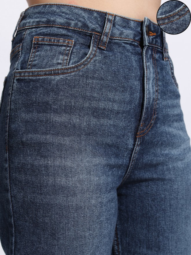Tokyo Talkies Women Blue Straight Fit Stretchable Jeans - Blue - Image 5