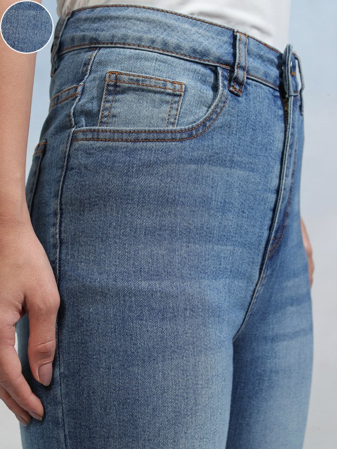 Tokyo Talkies Women Blue Straight Fit Stretchable Jeans - Blue - Image 5