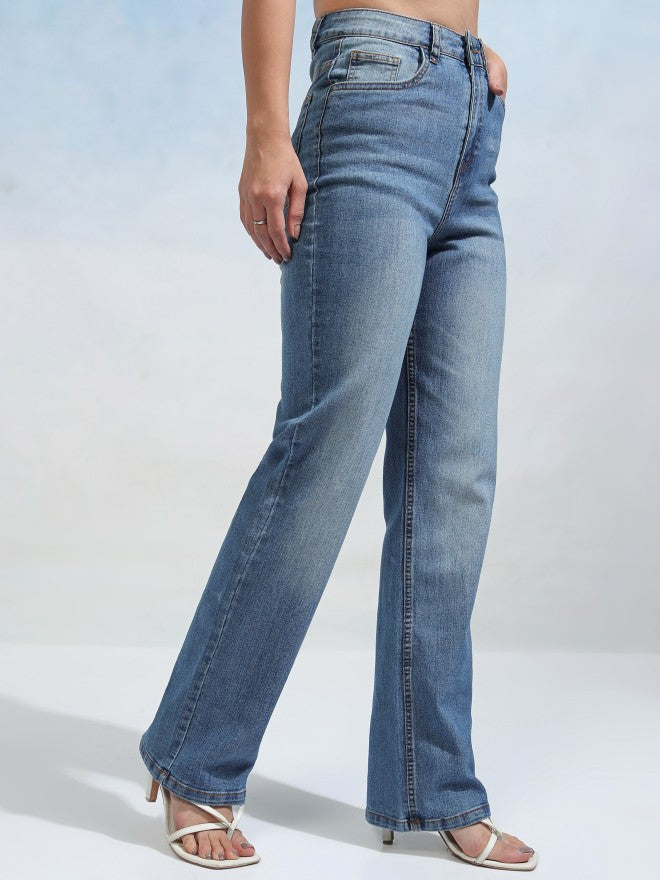 Tokyo Talkies Women Blue Straight Fit Stretchable Jeans - Blue - Image 6