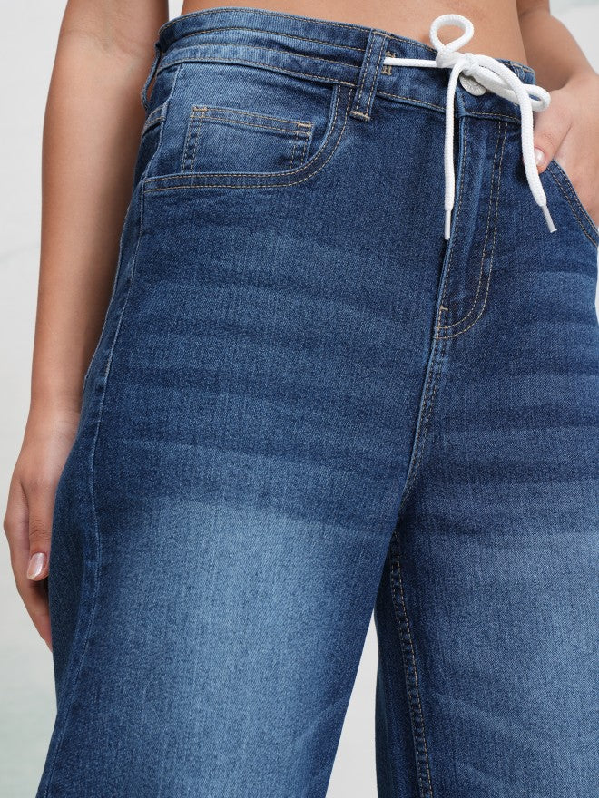 Tokyo Talkies Women Blue Wide Leg Stretchable Jeans - Blue - Image 5